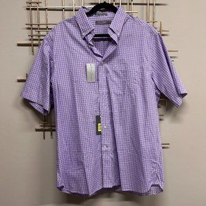 NWT! Daniel Cremieux Signature Collection Purple Checked Short Sleeve Shirt- L
